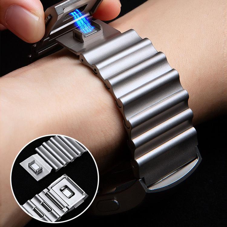 Ocean Wave Texture Magnetic Clasp Stainless Steel Watch Band, For Samsung Galaxy Watch8 / Watch8 Classic