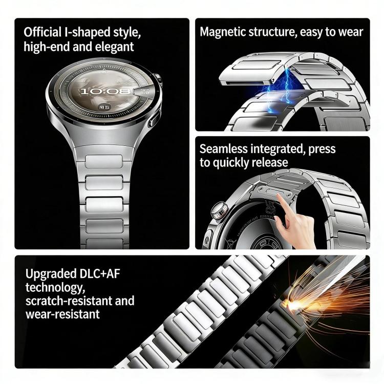 Press Button Interface Magnetic I-Shaped Stainless Steel Watch Band, For Huawei Watch 5 46mm