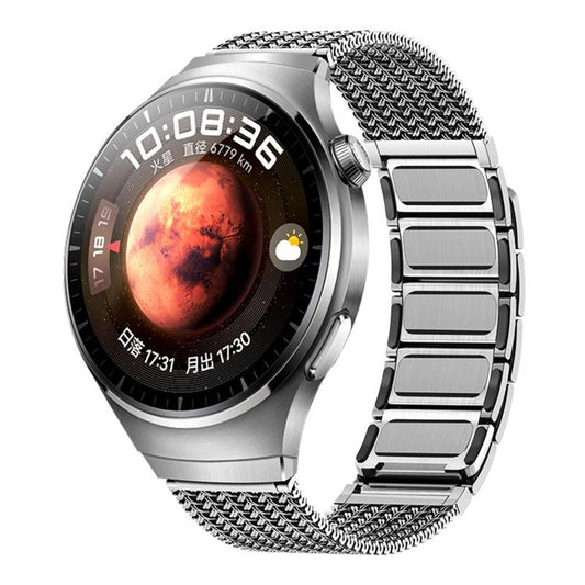 Press Button Magnetic Clasp Chain Stainless Steel Watch Band, For Huawei Watch 4 Pro