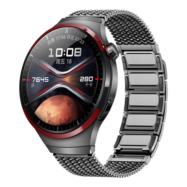 Press Button Magnetic Clasp Chain Stainless Steel Watch Band, For Huawei Watch 4 Pro