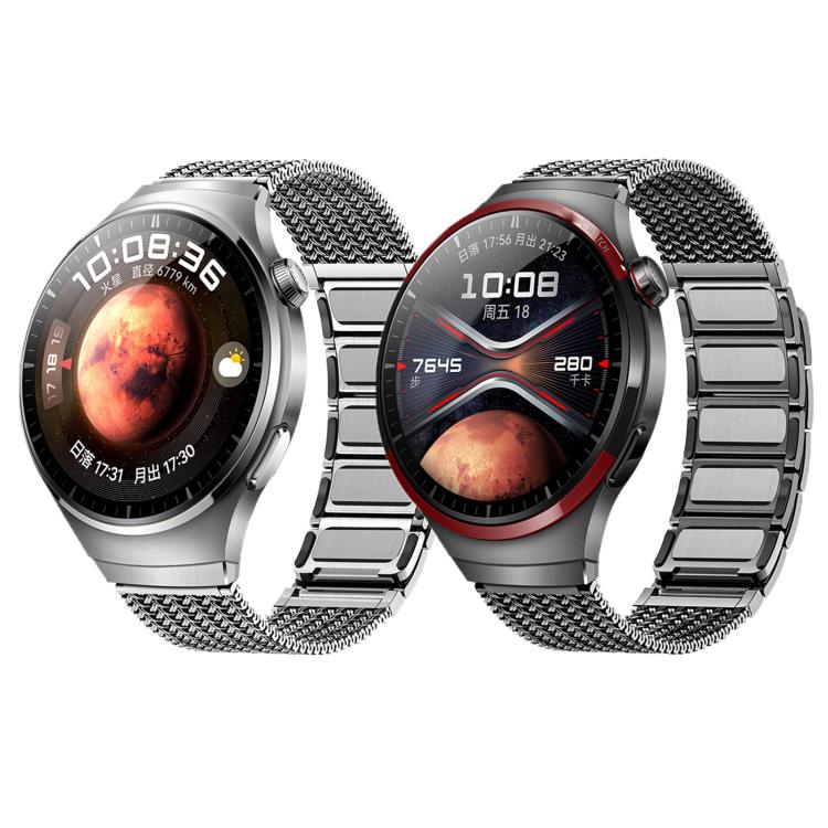 Press Button Magnetic Clasp Chain Stainless Steel Watch Band, For Huawei Watch 4 Pro