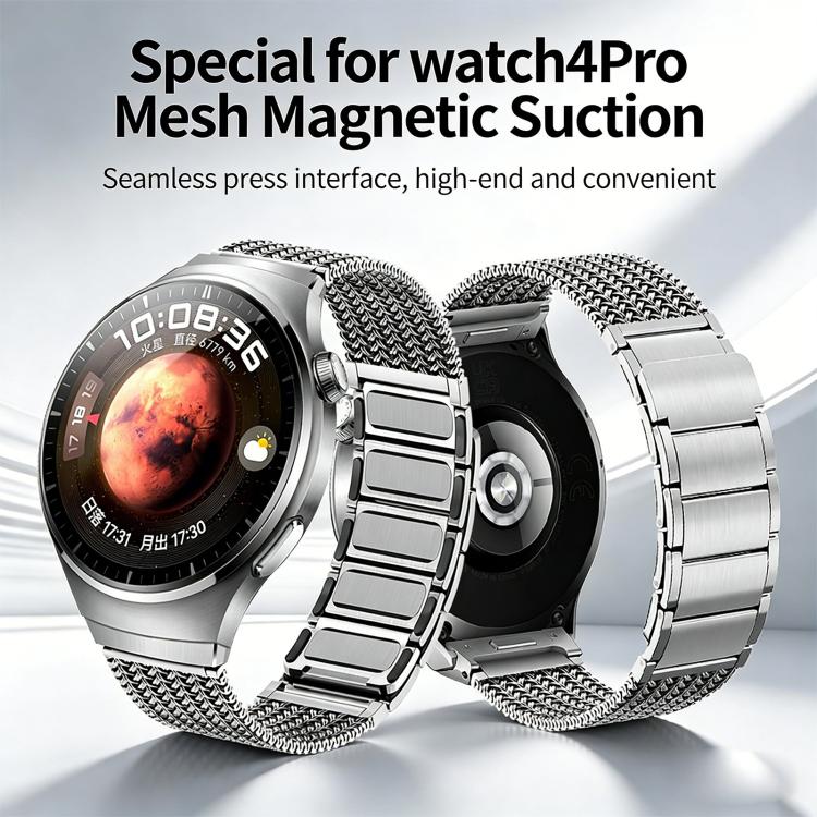 Press Button Magnetic Clasp Chain Stainless Steel Watch Band, For Huawei Watch 4 Pro