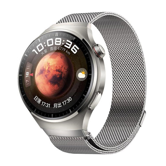 Press Button Seamless Interface Milanese Magnetic Stainless Steel Watch Band, For Huawei Watch 4 Pro