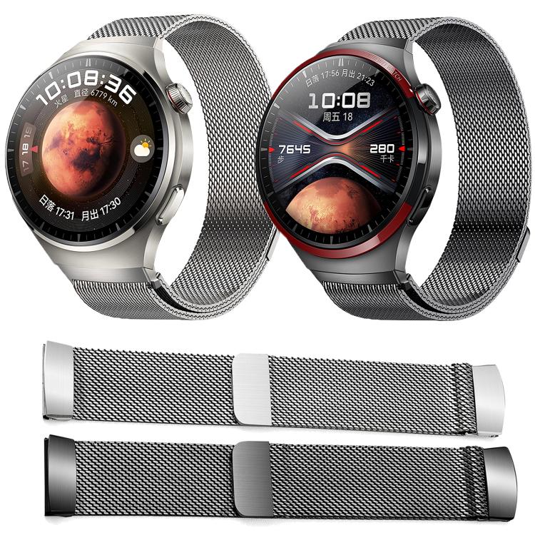 Press Button Seamless Interface Milanese Magnetic Stainless Steel Watch Band, For Huawei Watch 4 Pro