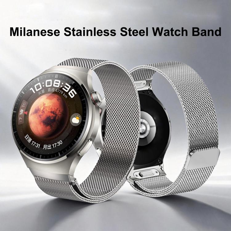 Press Button Seamless Interface Milanese Magnetic Stainless Steel Watch Band, For Huawei Watch 4 Pro