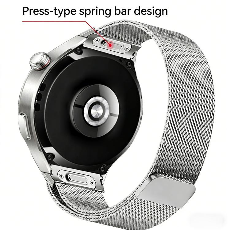 Press Button Seamless Interface Milanese Magnetic Stainless Steel Watch Band, For Huawei Watch 4 Pro