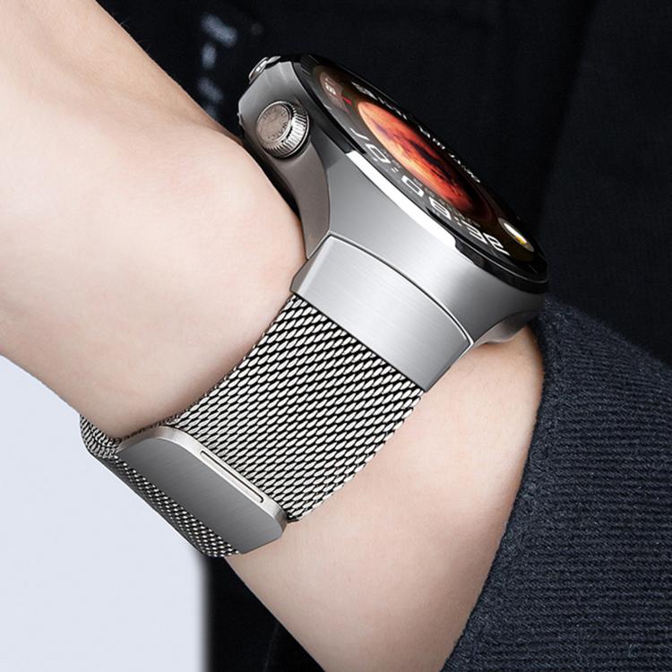 Press Button Seamless Interface Milanese Magnetic Stainless Steel Watch Band, For Huawei Watch 4 Pro
