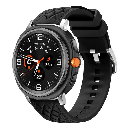 Diamond Texture Vegan Leather Silicone Watch Band, For Galaxy Watch9 / 8 / 8 Classic