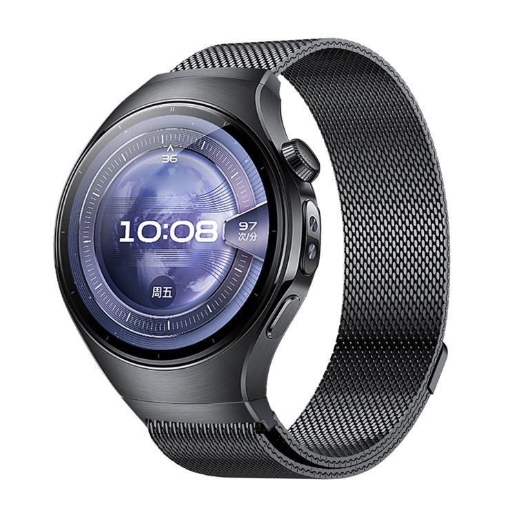 Press Button Seamless Interface Milanese Magnetic Stainless Steel Watch Band, For Huawei Watch 5 46mm