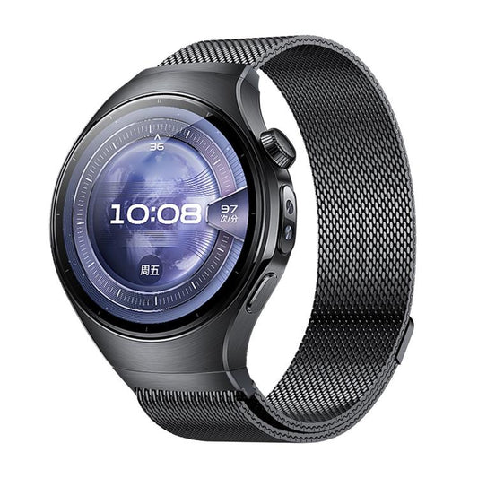 Press Button Seamless Interface Milanese Magnetic Stainless Steel Watch Band, For Huawei Watch 5 46mm