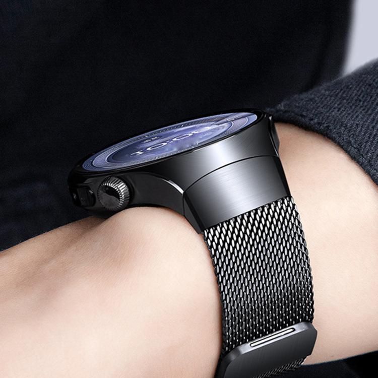 Press Button Seamless Interface Milanese Magnetic Stainless Steel Watch Band, For Huawei Watch 5 46mm