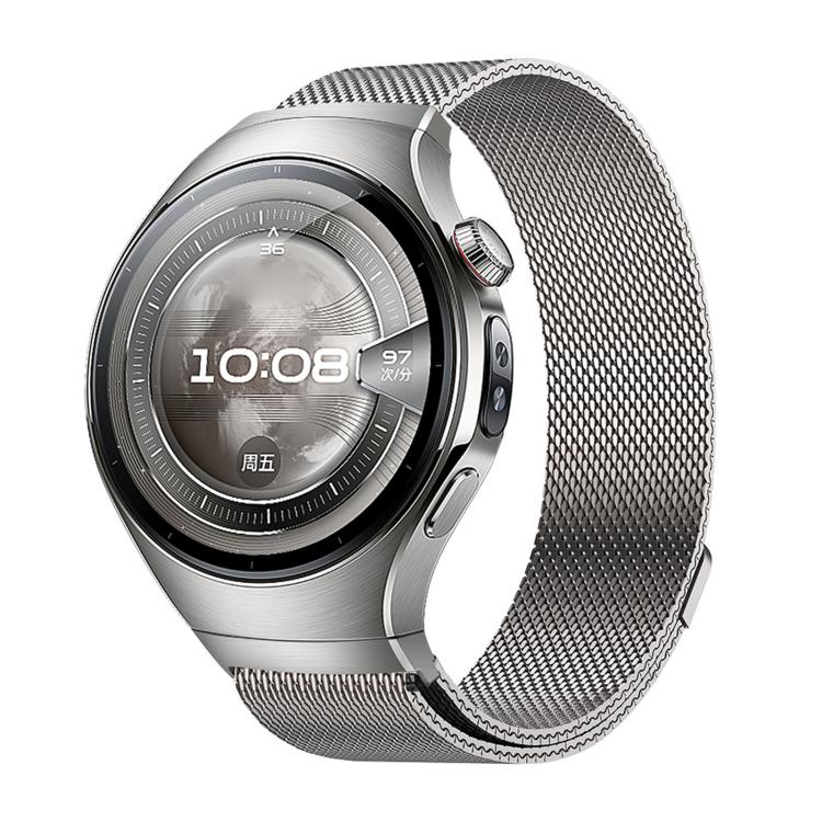 Press Button Seamless Interface Milanese Magnetic Stainless Steel Watch Band, For Huawei Watch 5 46mm
