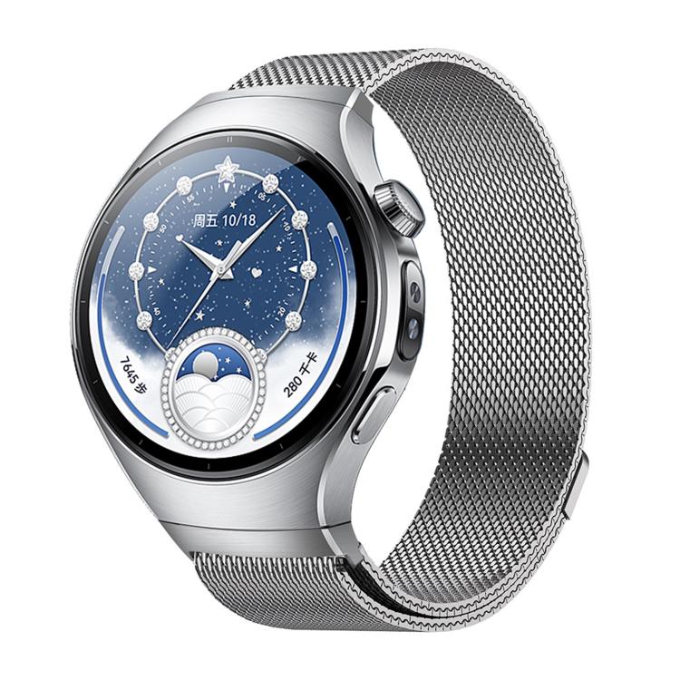 Press Button Seamless Interface Milanese Magnetic Stainless Steel Watch Band, For Huawei Watch 5 46mm