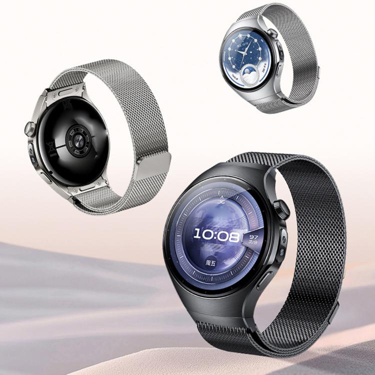 Press Button Seamless Interface Milanese Magnetic Stainless Steel Watch Band, For Huawei Watch 5 46mm