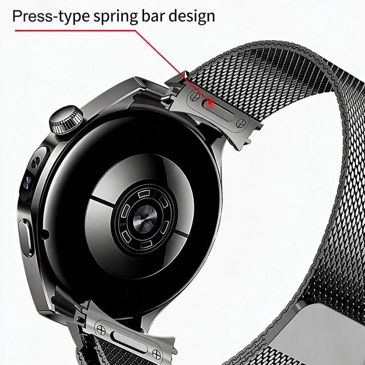 Press Button Seamless Interface Milanese Magnetic Stainless Steel Watch Band, For Huawei Watch 5 46mm