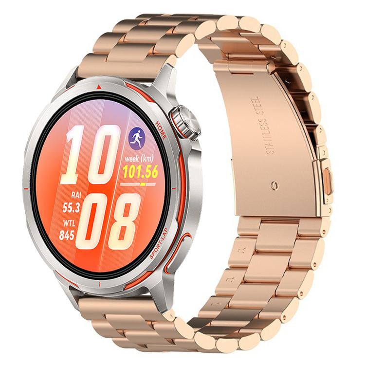 Three Beads Folding Clasp Stainless Steel Watch Band, For Huawei Watch GT Runner 2