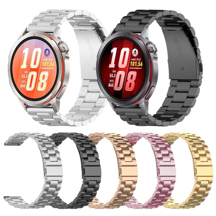 Three Beads Folding Clasp Stainless Steel Watch Band, For Huawei Watch GT Runner 2