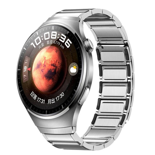 Seamless Press Button Three Beads Magnetic Stainless Steel Watch Band, For Huawei Watch 4 Pro