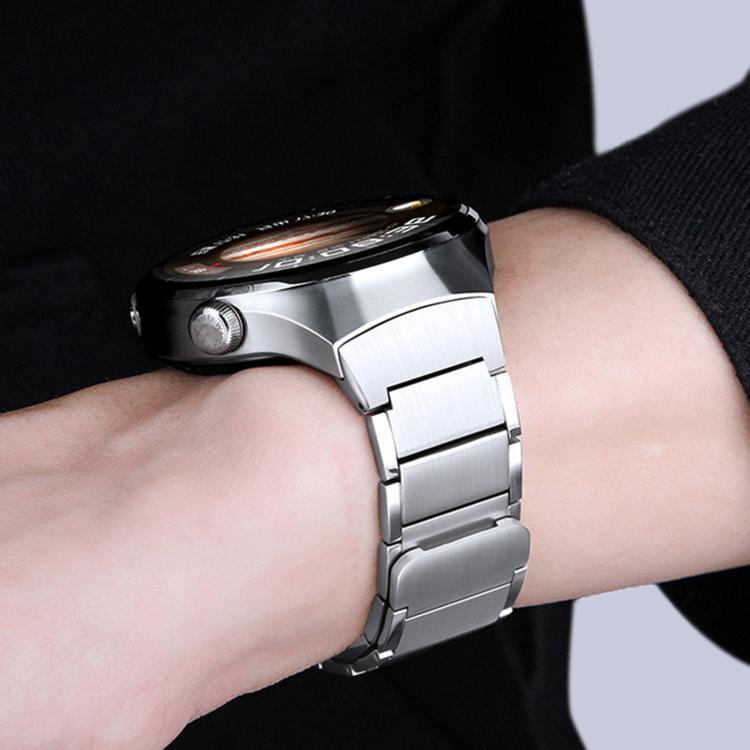 Seamless Press Button Three Beads Magnetic Stainless Steel Watch Band, For Huawei Watch 4 Pro