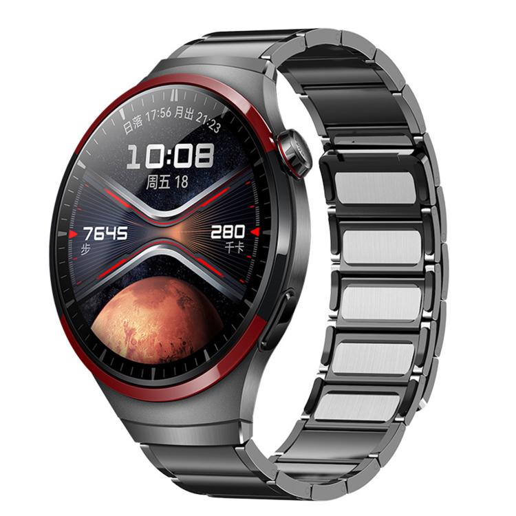 Seamless Press Button Three Beads Magnetic Stainless Steel Watch Band, For Huawei Watch 4 Pro