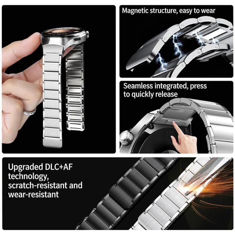 Seamless Press Button Three Beads Magnetic Stainless Steel Watch Band, For Huawei Watch 4 Pro