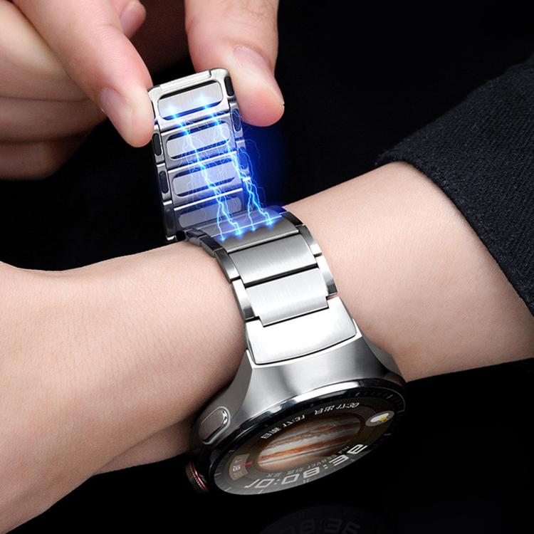 Seamless Press Button Three Beads Magnetic Stainless Steel Watch Band, For Huawei Watch 4 Pro