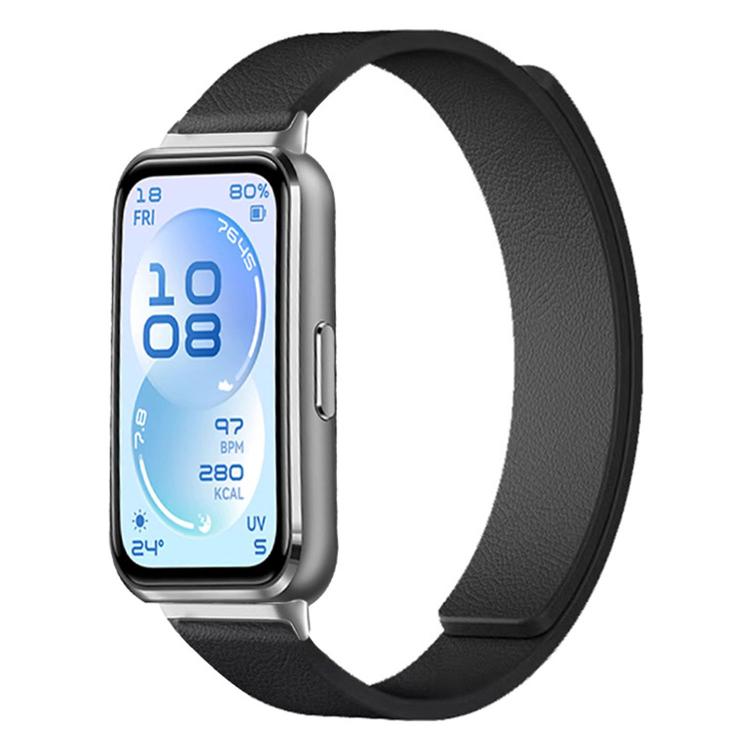 Lychee Texture Soft Magnetic Silicone Watch Band, For Huawei Band 11 / Band 11 Pro