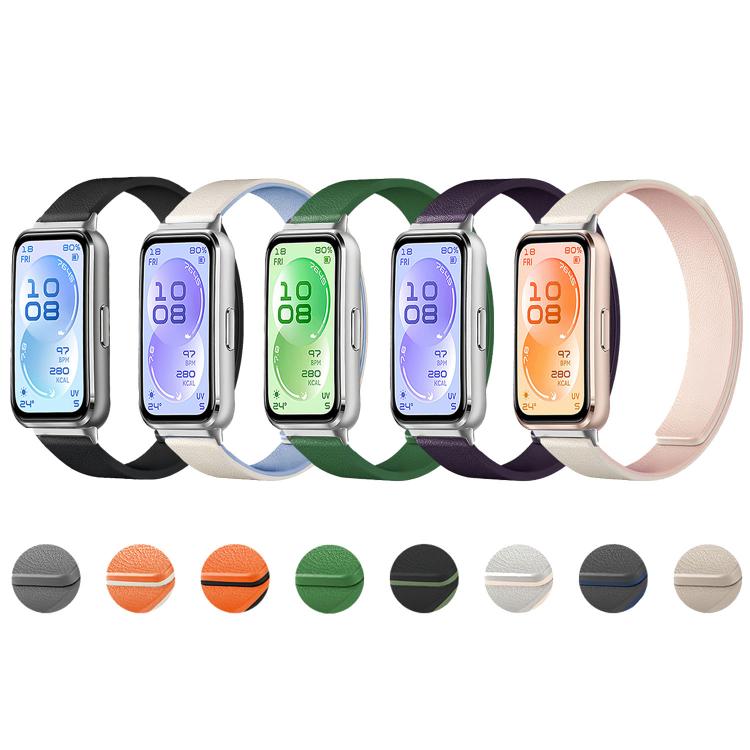 Lychee Texture Soft Magnetic Silicone Watch Band, For Huawei Band 11 / Band 11 Pro