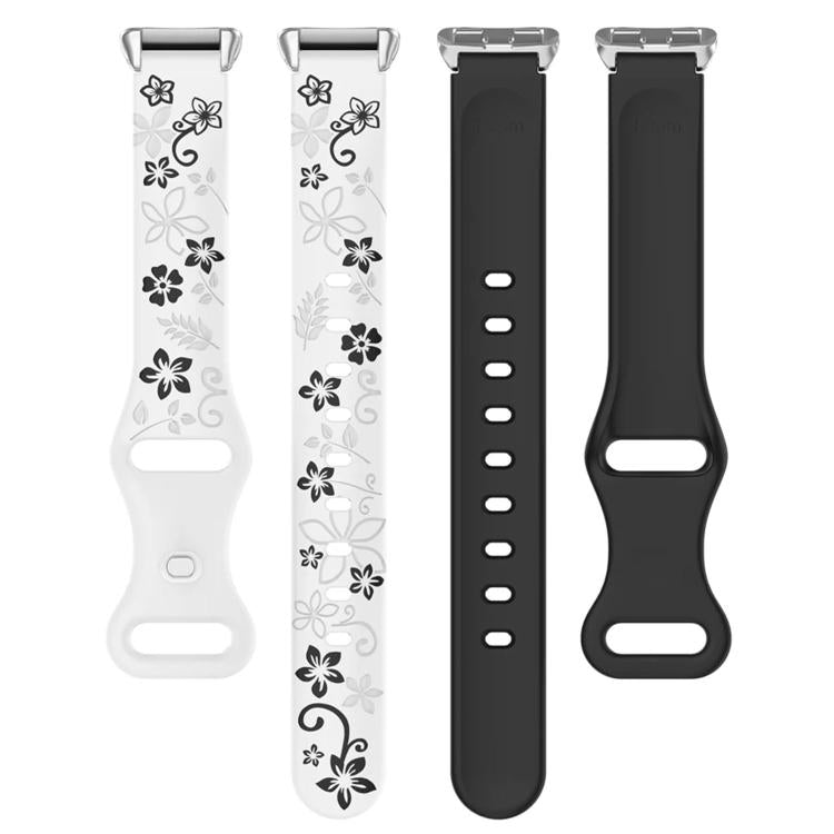 Laser Engraved Floral Reverse Buckle Two Color Watch Band, For Huawei Band 11 / Band 11 Pro