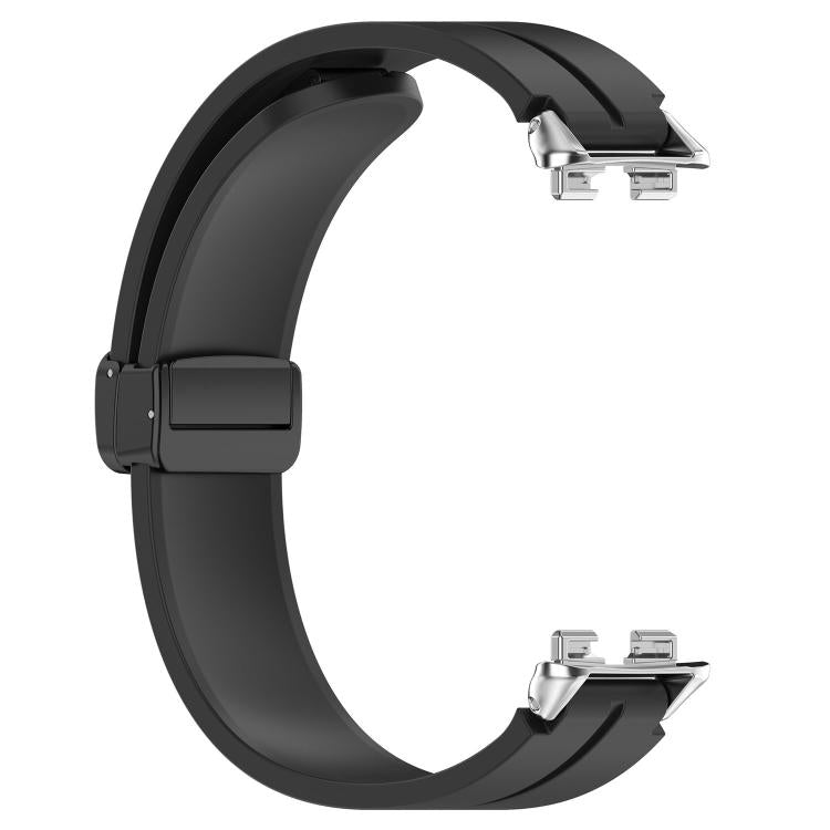 Folding Magnetic Black Clasp Solid Color Silicone Watch Band, For Huawei Band 11 / Band 11 Pro