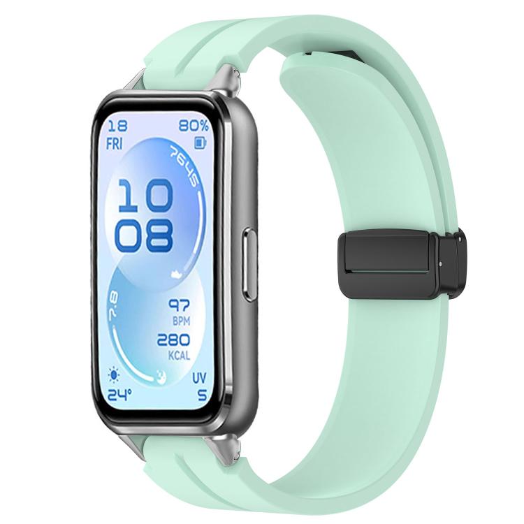 Folding Magnetic Black Clasp Solid Color Silicone Watch Band, For Huawei Band 11 / Band 11 Pro