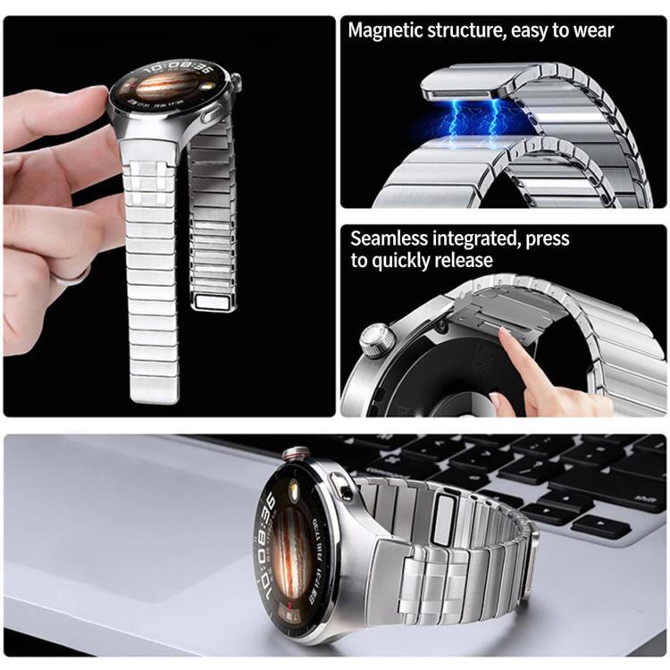 Seamless Press Button AP Style Magnetic Stainless Steel Watch Band, For Huawei Watch 4 Pro