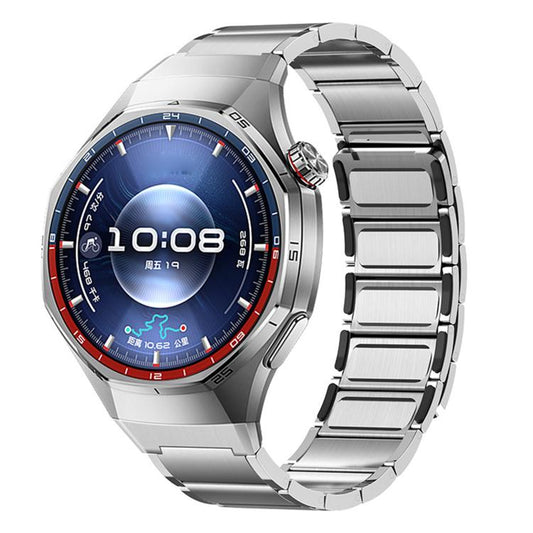 Seamless Press Button Three Beads Magnetic Stainless Steel Watch Band, For Huawei Watch GT 6 Pro