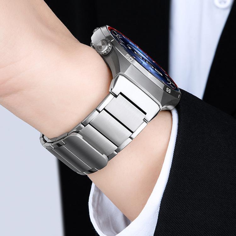 Seamless Press Button Three Beads Magnetic Stainless Steel Watch Band, For Huawei Watch GT 6 Pro