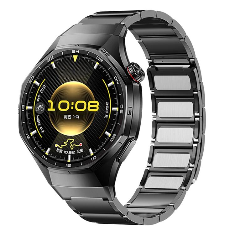 Seamless Press Button Three Beads Magnetic Stainless Steel Watch Band, For Huawei Watch GT 6 Pro