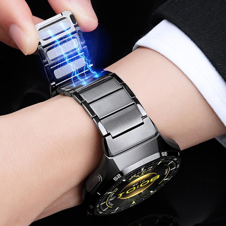 Seamless Press Button Three Beads Magnetic Stainless Steel Watch Band, For Huawei Watch GT 6 Pro