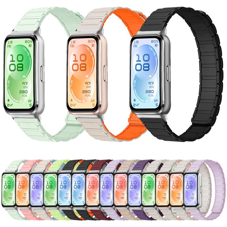 Tri-beads I-shaped Slim Magnetic Silicone Watch Band, For Huawei Band 11 / Band 11 Pro