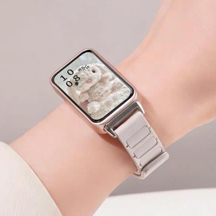 Tri-beads I-shaped Slim Magnetic Silicone Watch Band, For Huawei Band 11 / Band 11 Pro