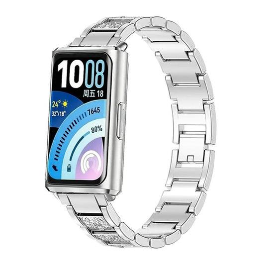 Three Beads Full Diamond Metal Watch Band, For Huawei Band 11 / Band 11 Pro
