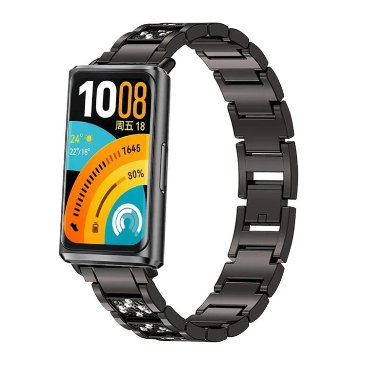 Three Beads Full Diamond Metal Watch Band, For Huawei Band 11 / Band 11 Pro