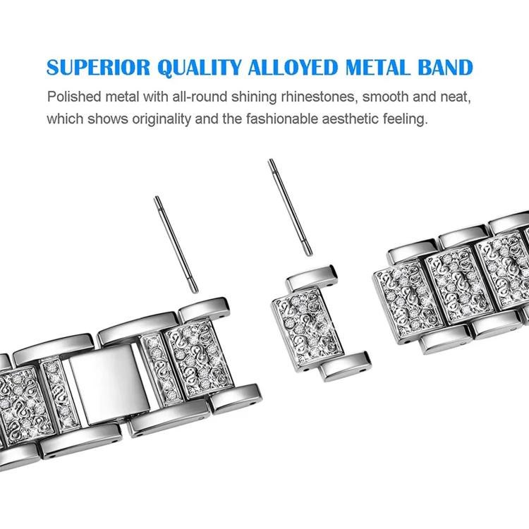 Three Beads Full Diamond Metal Watch Band, For Huawei Band 11 / Band 11 Pro