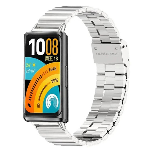 Bamboo Snap Buckle Stainless Steel Metal Watch Band, For Huawei Band 11 / Band 11 Pro