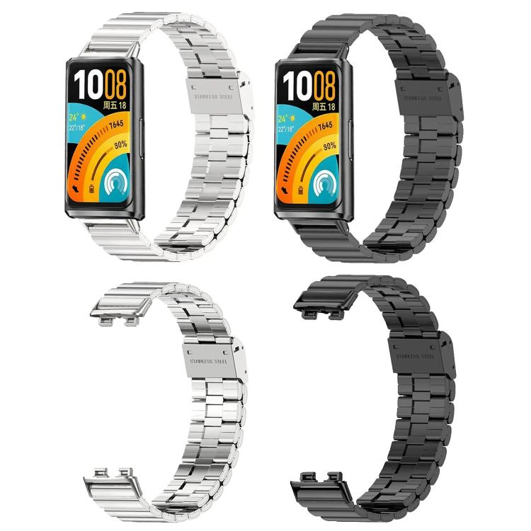 Bamboo Snap Buckle Stainless Steel Metal Watch Band, For Huawei Band 11 / Band 11 Pro
