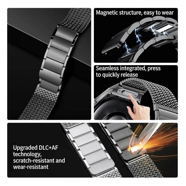 Press Button Magnetic Clasp Chain Stainless Steel Watch Band, For Huawei Watch GT6 Pro