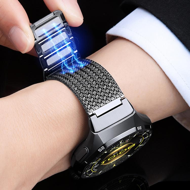 Press Button Magnetic Clasp Chain Stainless Steel Watch Band, For Huawei Watch GT6 Pro