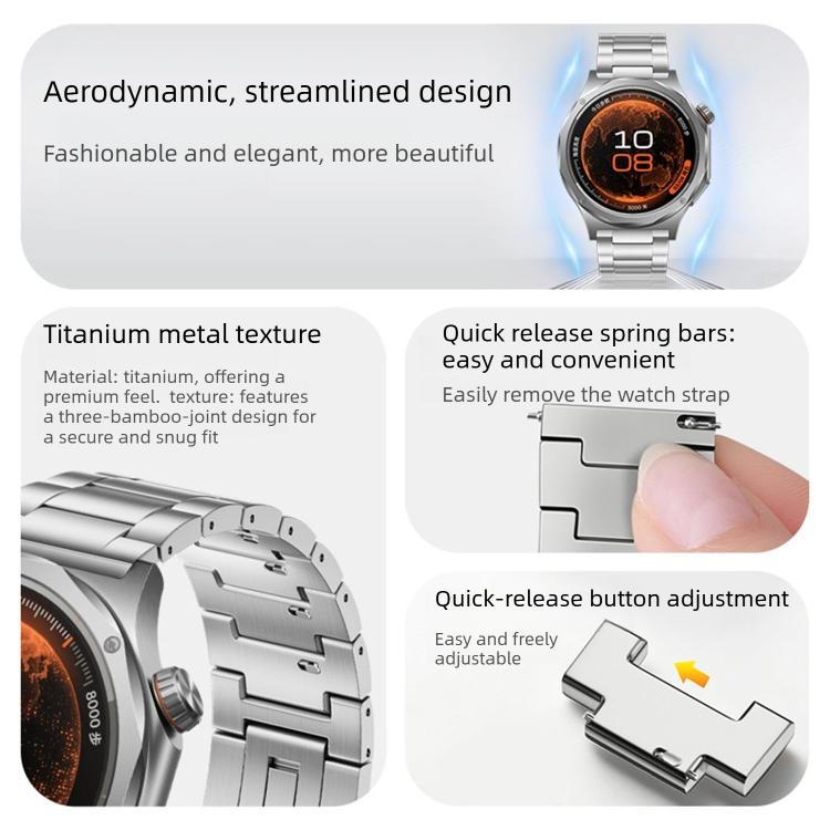 Folding Buckle Three Beads Quick Release Titanium Metal Watch Band, For OPPO Watch X3