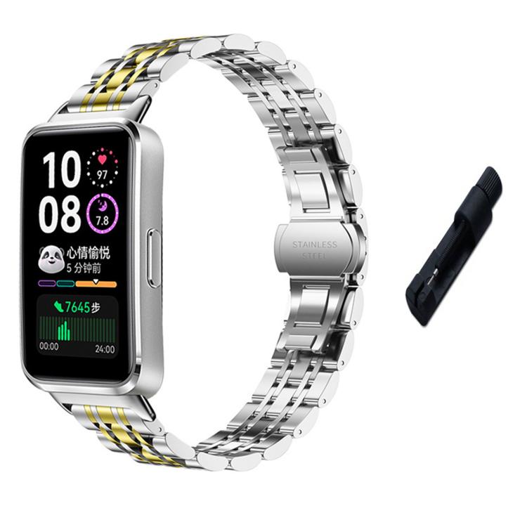 Seven Beads Butterfly Clasp Stainless Steel Watch Band with Removal Tool, For Huawei Watch Band 11 / Band 11 Pro