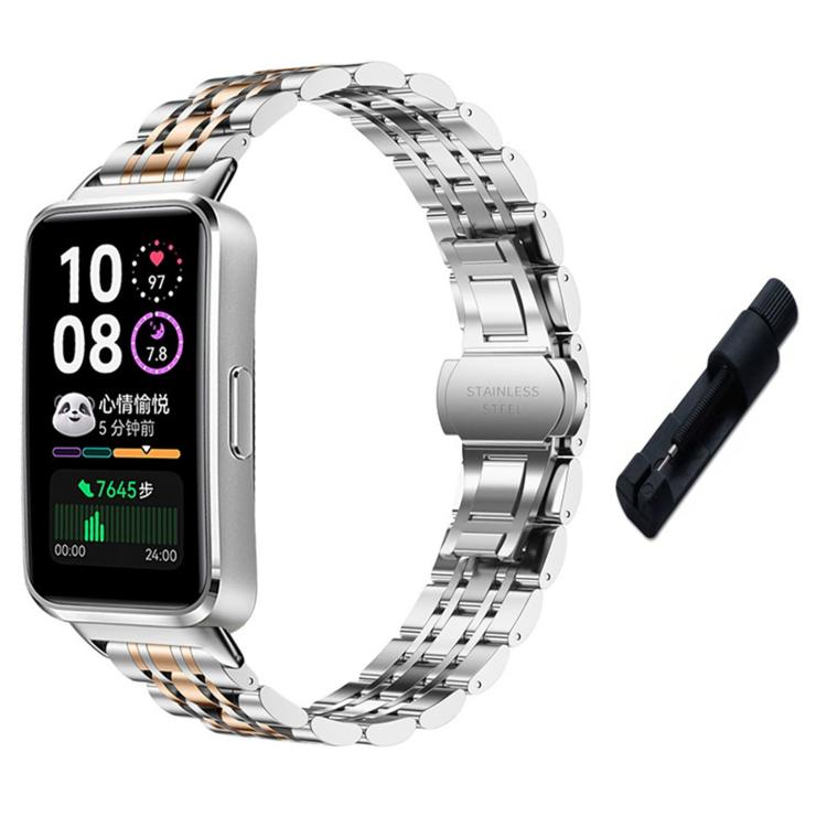 Seven Beads Butterfly Clasp Stainless Steel Watch Band with Removal Tool, For Huawei Watch Band 11 / Band 11 Pro
