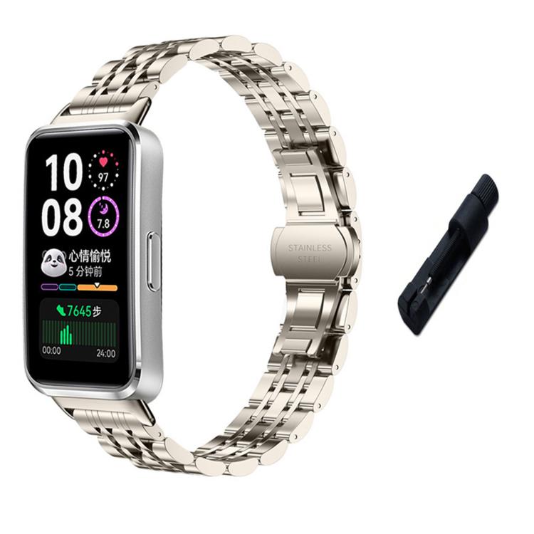 Seven Beads Butterfly Clasp Stainless Steel Watch Band with Removal Tool, For Huawei Watch Band 11 / Band 11 Pro