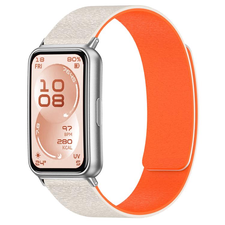 Cloud Wood Grain Magnetic Silicone Watch Band, For Huawei Band 11 / Band 11 Pro